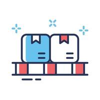 Trendy linear icon of loaded parcel pallet vector