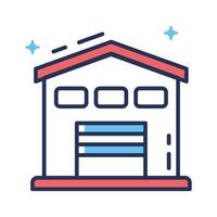 Modern linear icon showing organized warehouse building vector
