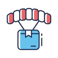 An editable outline icon of parachute delivery vector