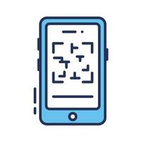 A modern outline icon of mobile scan feature vector