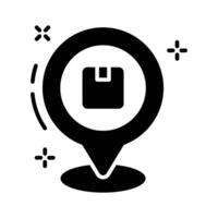 An editable glyph icon of delivery location marker vector
