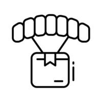 An editable outline icon of parachute delivery. vector