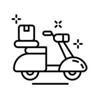 Trendy linear icon of fast scooter delivery service. vector