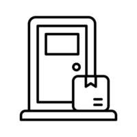 Grab this linear icon of doorstep delivery. vector