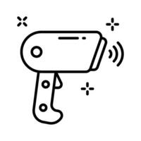 Trendy linear icon of barcode reader in action. vector