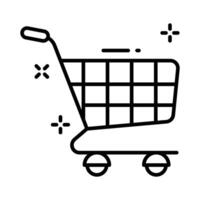 Easy to edit outline icon of shopping trolley cart. vector