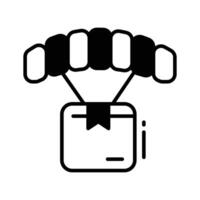 An editable glyph icon of parachute delivery. vector