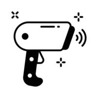 Trendy glyph icon of barcode reader in action. vector