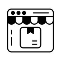 Visually appealing glyph icon of shopping website. vector