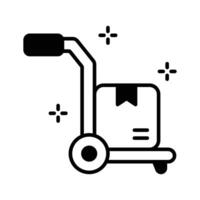 Get this glyph icon of logistic cart delivery. vector