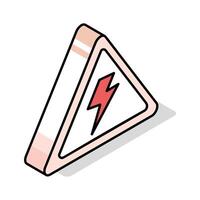 A well crafted isometric outline icon of hazard warning vector
