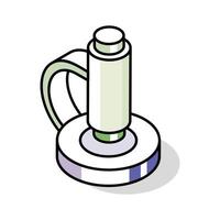 A premium isometric outline icon of microscope vector