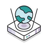 Trendy isometric icon representing a world hologram vector