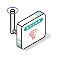 Get this isometric outline icon of router device vector