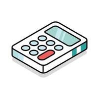 A captivating isometric outline icon of calculator vector