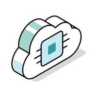 Visually engaging isometric icon showing cloud processor vector