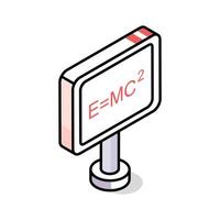 An amazing isometric icon of physics equation model vector