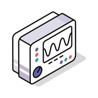 A premium isometric outline icon of oscilloscope display vector