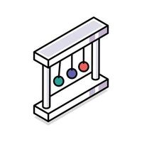 A visually appealing isometric outline icon of pendulum swing vector