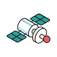 Well crafted isometric icon showing satellite in orbit vector