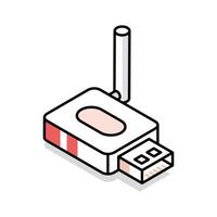 A trendy isometric outline icon of dongle usb device vector