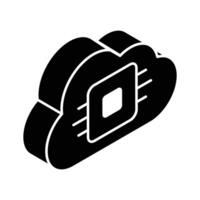 Visually engaging isometric icon showing cloud processor. vector