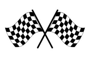 Black and white checkered racing flags crossed on white background symbolizing start or finish of a race vector