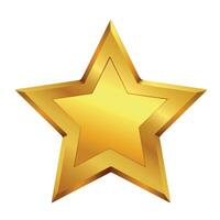 Shiny golden star icon with three-dimensional effect and smooth surface on white background in clean style vector