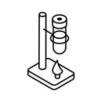 A customizable isometric outline icon of retort stand. vector