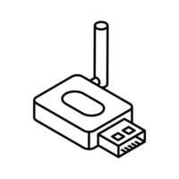 A trendy isometric outline icon of dongle usb device. vector