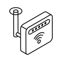 Get this isometric outline icon of router device. vector