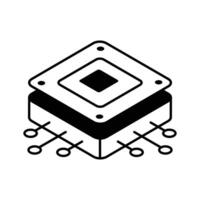 A well crafted isometric icon of microprocessor chip... vector