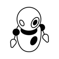 An editable isometric icon representing a robot... vector