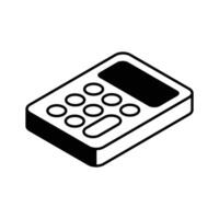 A captivating isometric glyph icon of calculator.. vector