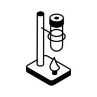 A customizable isometric glyph icon of retort stand.. vector