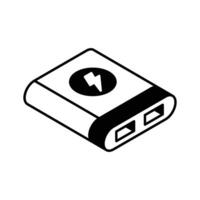 Visually engaging isometric icon of portable power bank.. vector