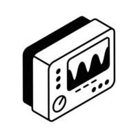 A premium isometric glyph icon of oscilloscope display.. vector