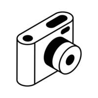 Latest isometric icon showing camera device... vector