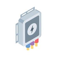 Premium isometric icon of electrical junction box setup vector