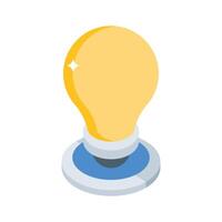 Easy to edit isometric style icon of glowing lightbulb vector