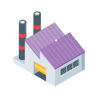 Trendy isometric icon showing rotating mill machinery vector