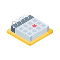 A visually appealing isometric icon of industrial calendar vector