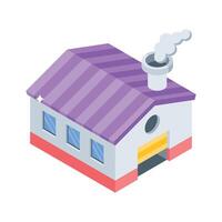 Easy to edit isometric icon of modern factory warehouse vector
