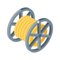 Visually engaging isometric icon of rolled wire reel vector
