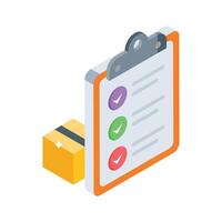 A customizable isometric icon showing warehouse inventory management vector