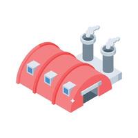 A trendy isometric icon of bulk factory storage setup vector