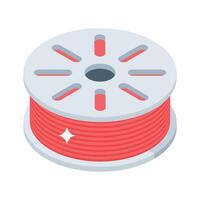 A trendy isometric icon of wire spool setup vector