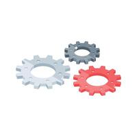 Well crafted isometric icon showing rotating cogwheels in motion vector