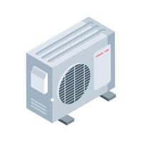 A captivating isometric icon of split ac outer unit vector