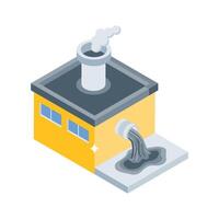 A captivating isometric icon of factory waste disposal vector